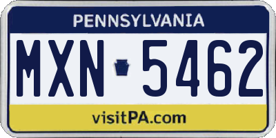 PA license plate MXN5462