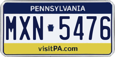 PA license plate MXN5476