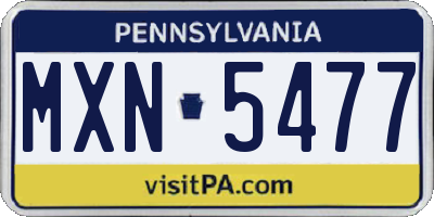 PA license plate MXN5477