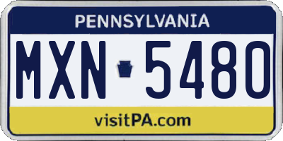 PA license plate MXN5480