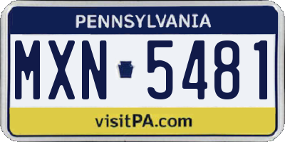 PA license plate MXN5481