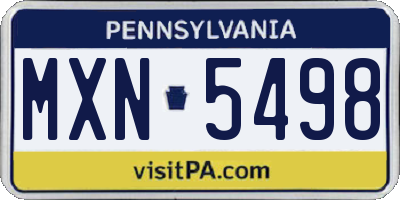 PA license plate MXN5498