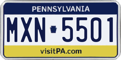 PA license plate MXN5501