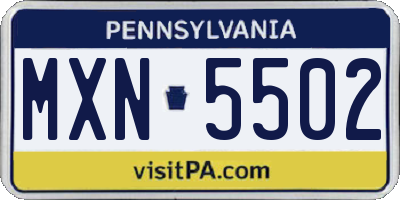 PA license plate MXN5502