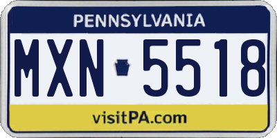 PA license plate MXN5518