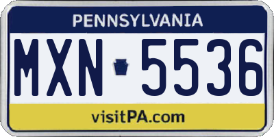 PA license plate MXN5536
