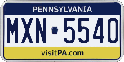 PA license plate MXN5540
