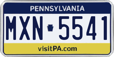 PA license plate MXN5541