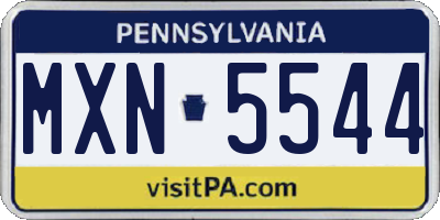 PA license plate MXN5544