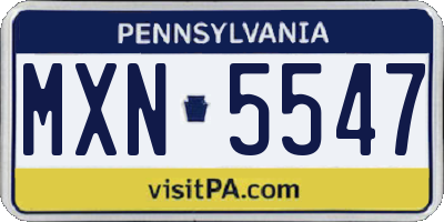 PA license plate MXN5547