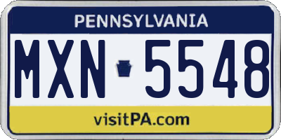 PA license plate MXN5548