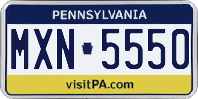 PA license plate MXN5550