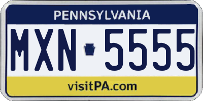 PA license plate MXN5555