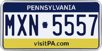 PA license plate MXN5557