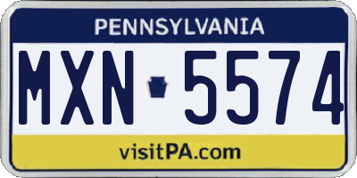 PA license plate MXN5574