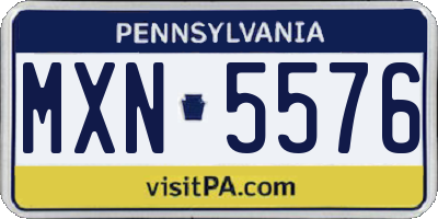 PA license plate MXN5576