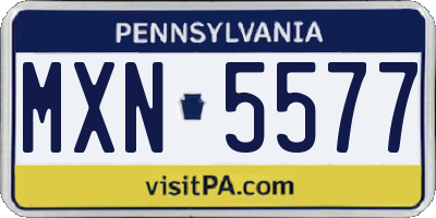 PA license plate MXN5577