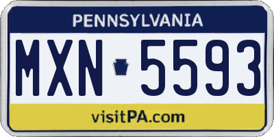 PA license plate MXN5593