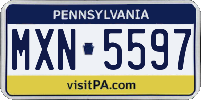 PA license plate MXN5597