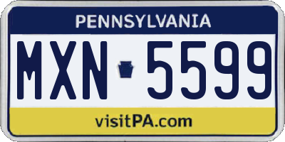 PA license plate MXN5599