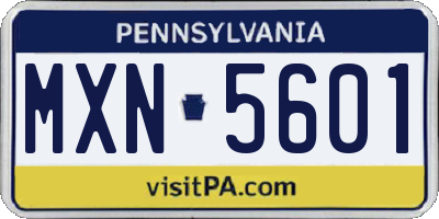 PA license plate MXN5601