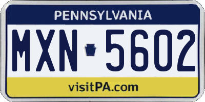 PA license plate MXN5602
