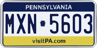 PA license plate MXN5603