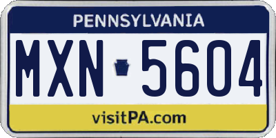 PA license plate MXN5604