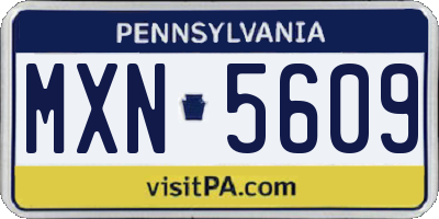 PA license plate MXN5609