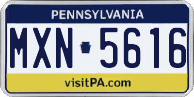PA license plate MXN5616