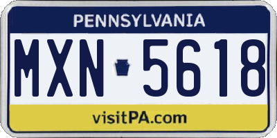 PA license plate MXN5618