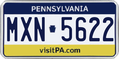 PA license plate MXN5622