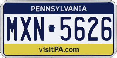 PA license plate MXN5626