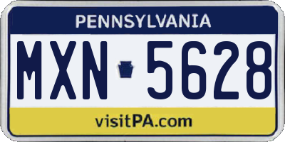 PA license plate MXN5628