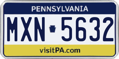 PA license plate MXN5632