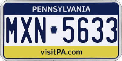 PA license plate MXN5633