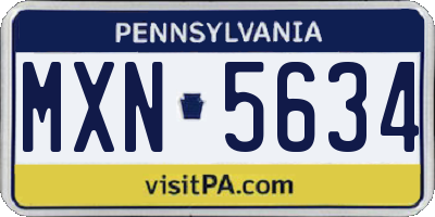 PA license plate MXN5634