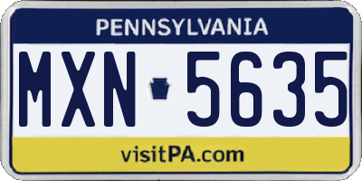 PA license plate MXN5635