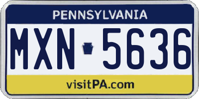 PA license plate MXN5636