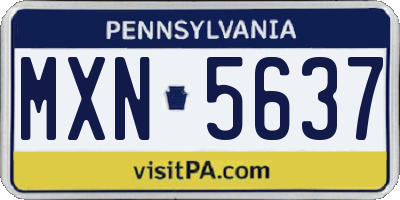 PA license plate MXN5637