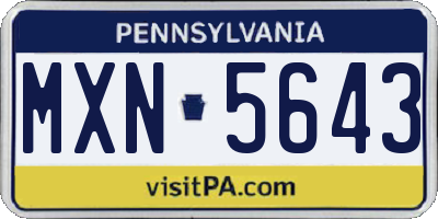 PA license plate MXN5643