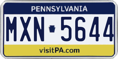 PA license plate MXN5644