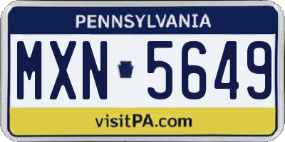 PA license plate MXN5649