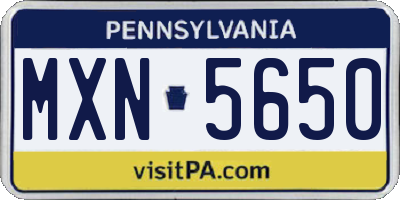 PA license plate MXN5650