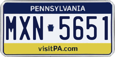 PA license plate MXN5651