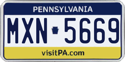 PA license plate MXN5669
