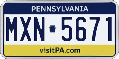 PA license plate MXN5671