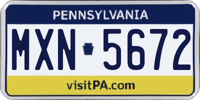 PA license plate MXN5672