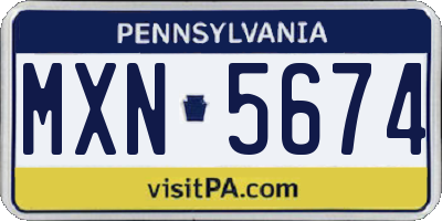 PA license plate MXN5674