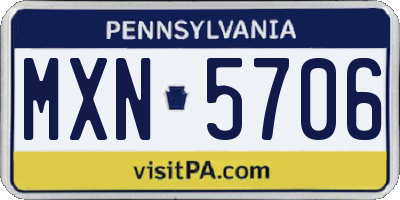 PA license plate MXN5706